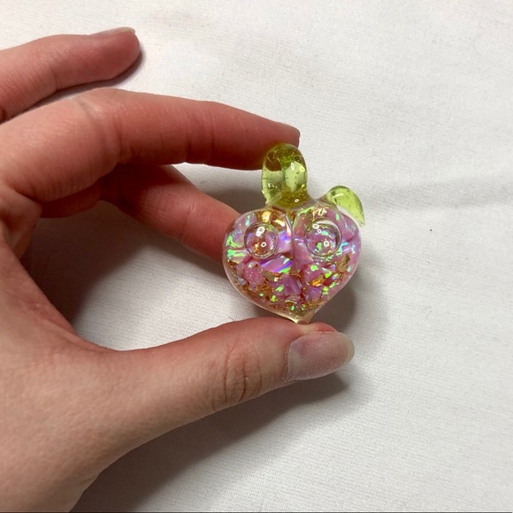 Authentic Pink Peach Opal Glass Heady Pendant - Picture 2 of 4